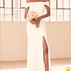 Favorite Love Story White Off-the-Shoulder Mermaid Maxi Dress